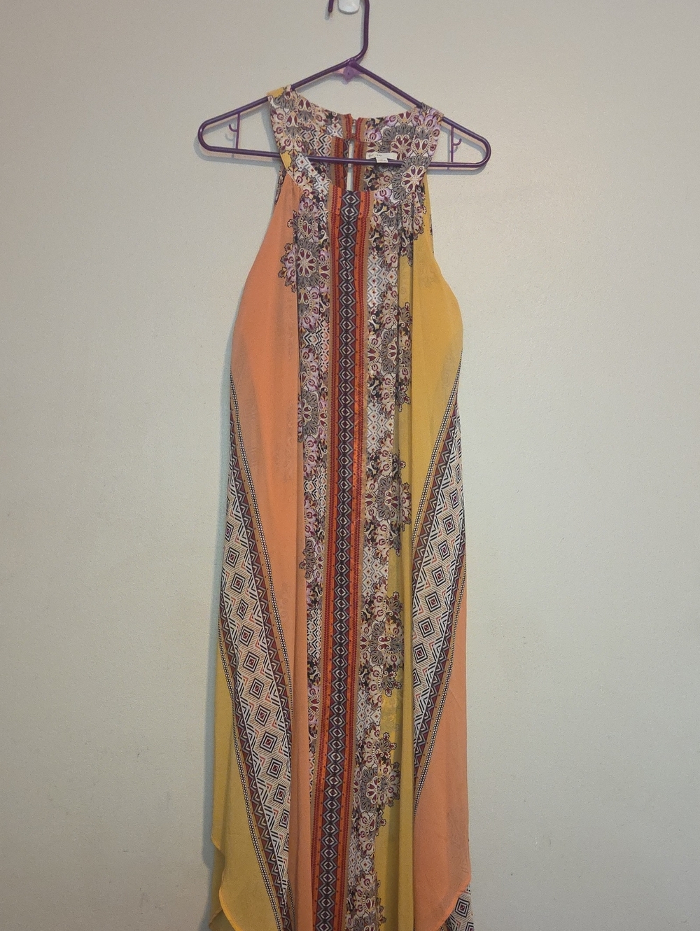 Boho Halter Maxi Dress in Yellow and Orange